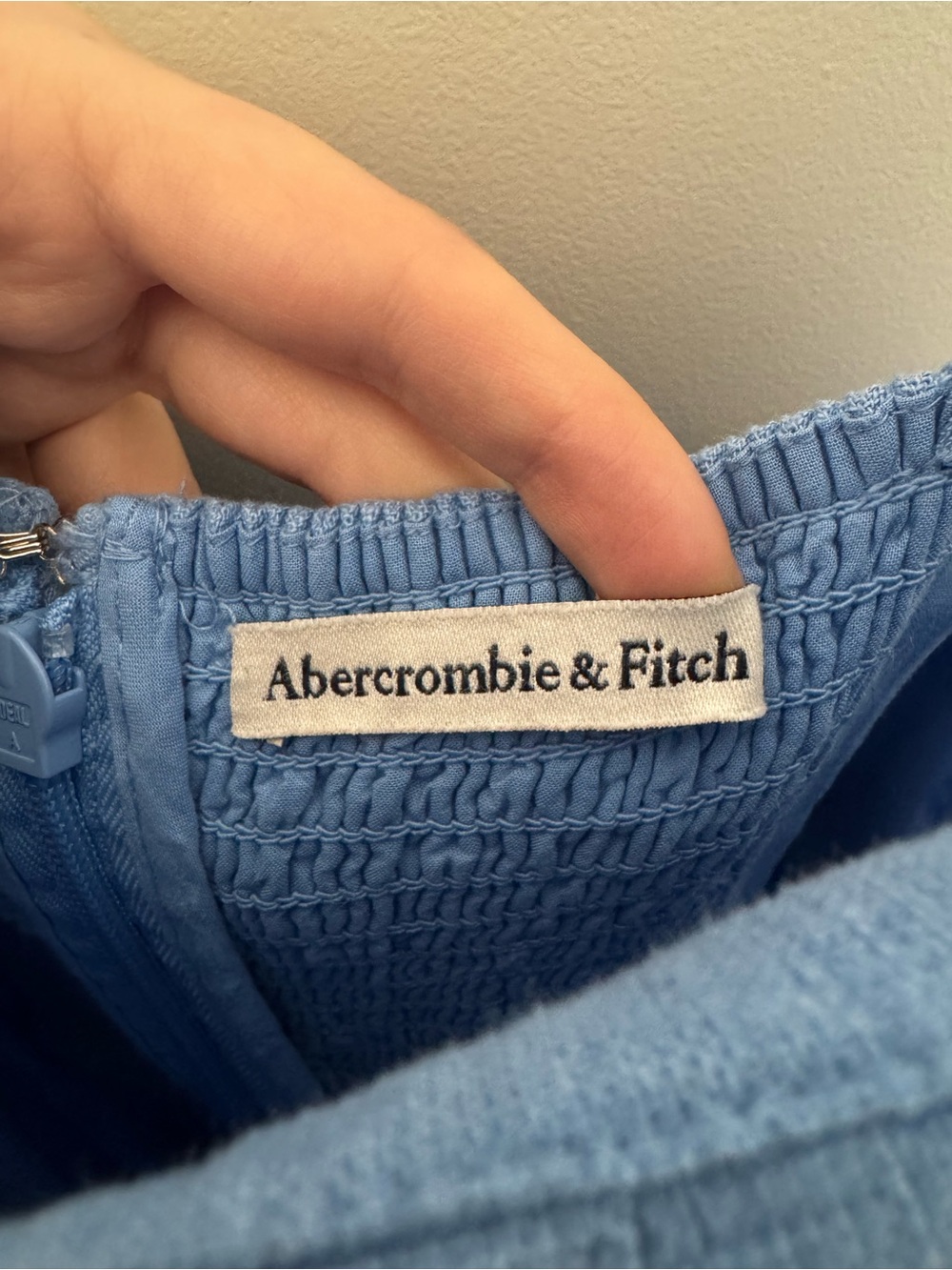 Abercrombie & Fitch Linen Square-Neck Midi Dress with Pockets in Blue - size XL - Picture 4 of 5